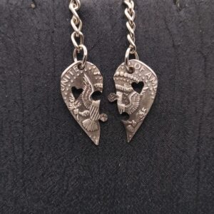 Split Heart 2pc Set Pendant/Necklace/Keychain YOUR CHOICE