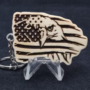 American Flag Eagle Laser Engraved Keychain