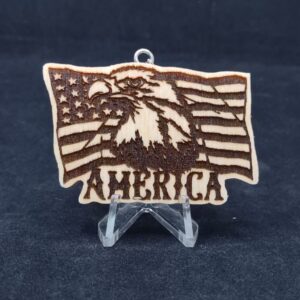 America Flag Eagle Laser Engraved Keychain