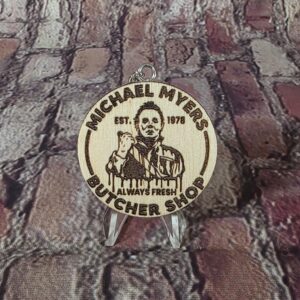 Michael Myers Butcher Shop Laser Engraved Keychain