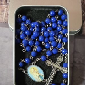 Blue Beads-Silver Tone Rosary
