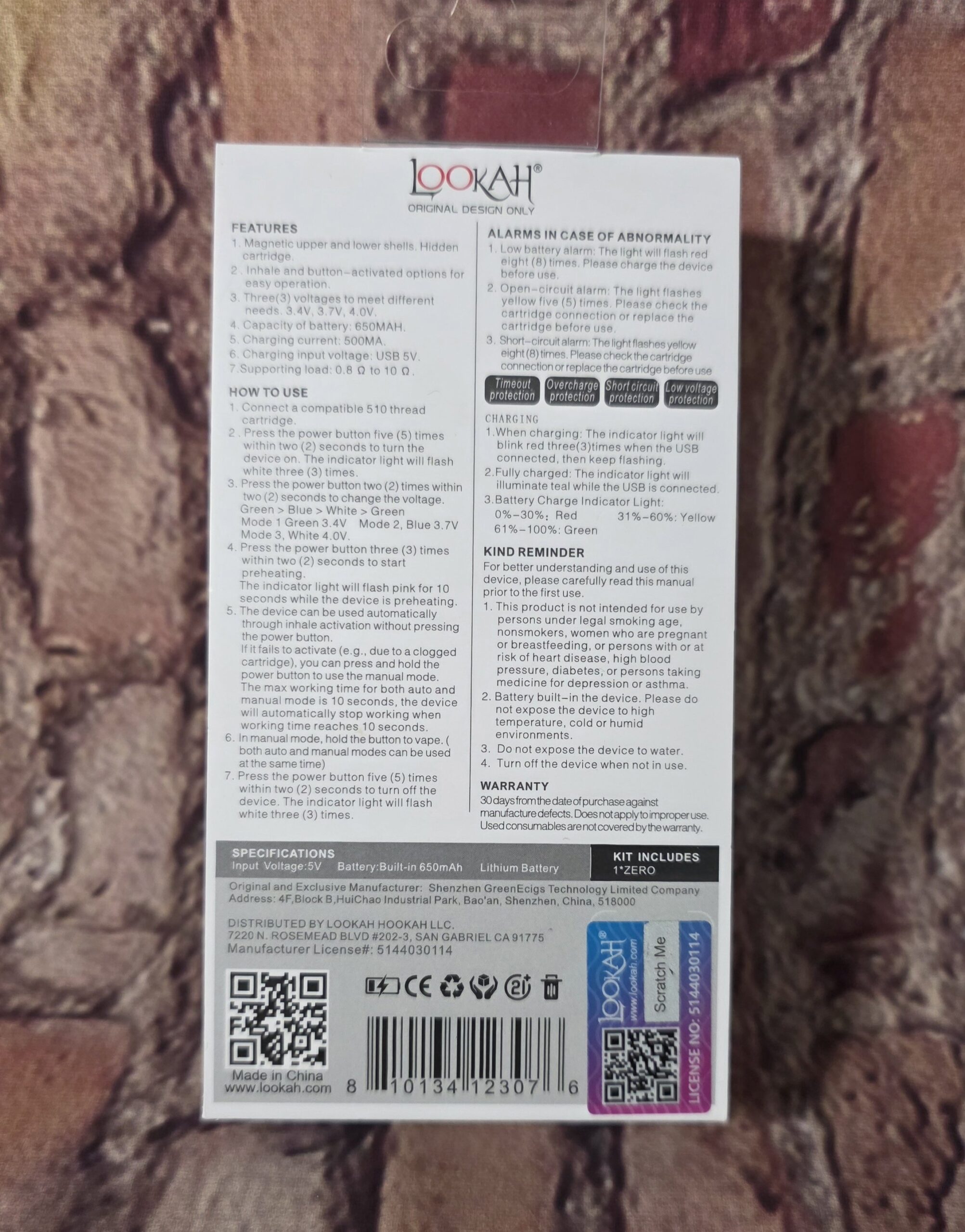 LOOKAH Zero | 650 mAh Discreet Concealed Cart 510 Battery - Image 3