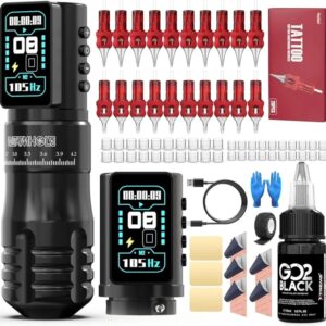 Wormhole Tattoo Machine Kit with 2Pcs 2300mAh Battery - Black