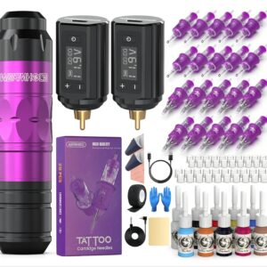 Wormhole Tattoo Machine Kit with Dual Batteries Purple
