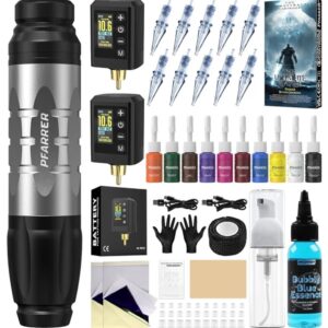 PFARRER Wireless Dual Battery Tattoo Kit - Silver
