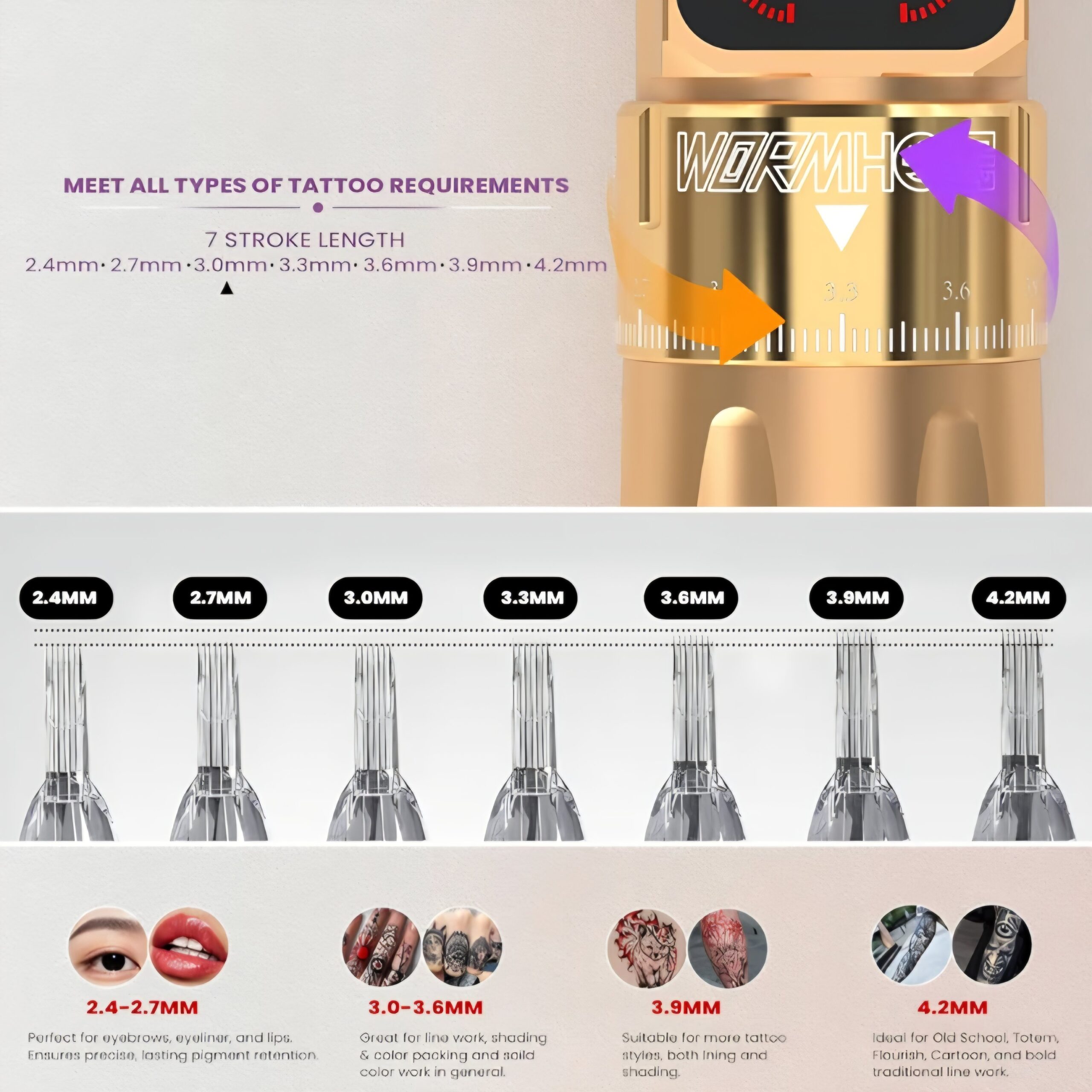 Wormhole Wireless Dual Battery Tattoo Kit - Gold - Image 3