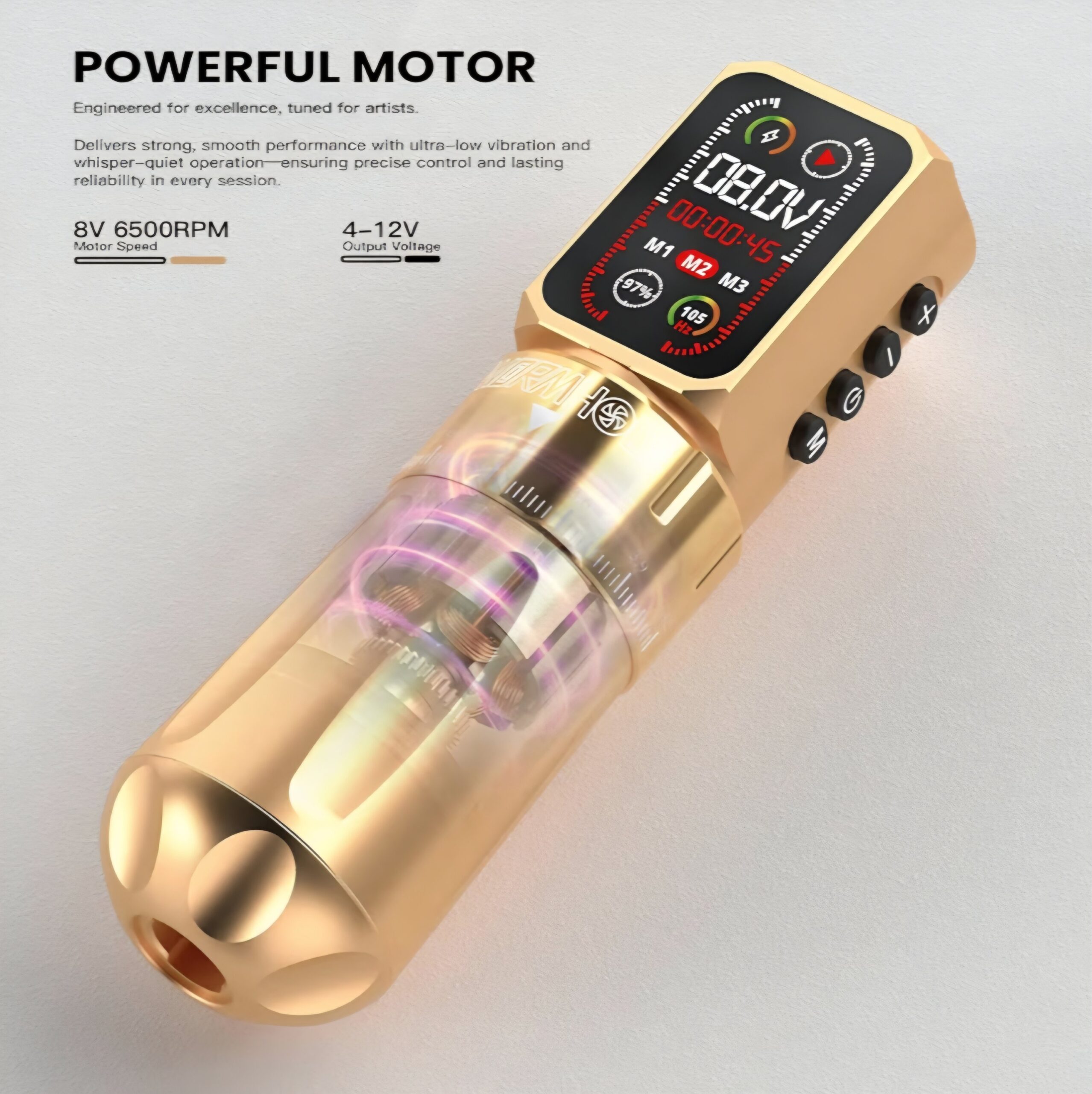 Wormhole Wireless Dual Battery Tattoo Kit - Gold - Image 5