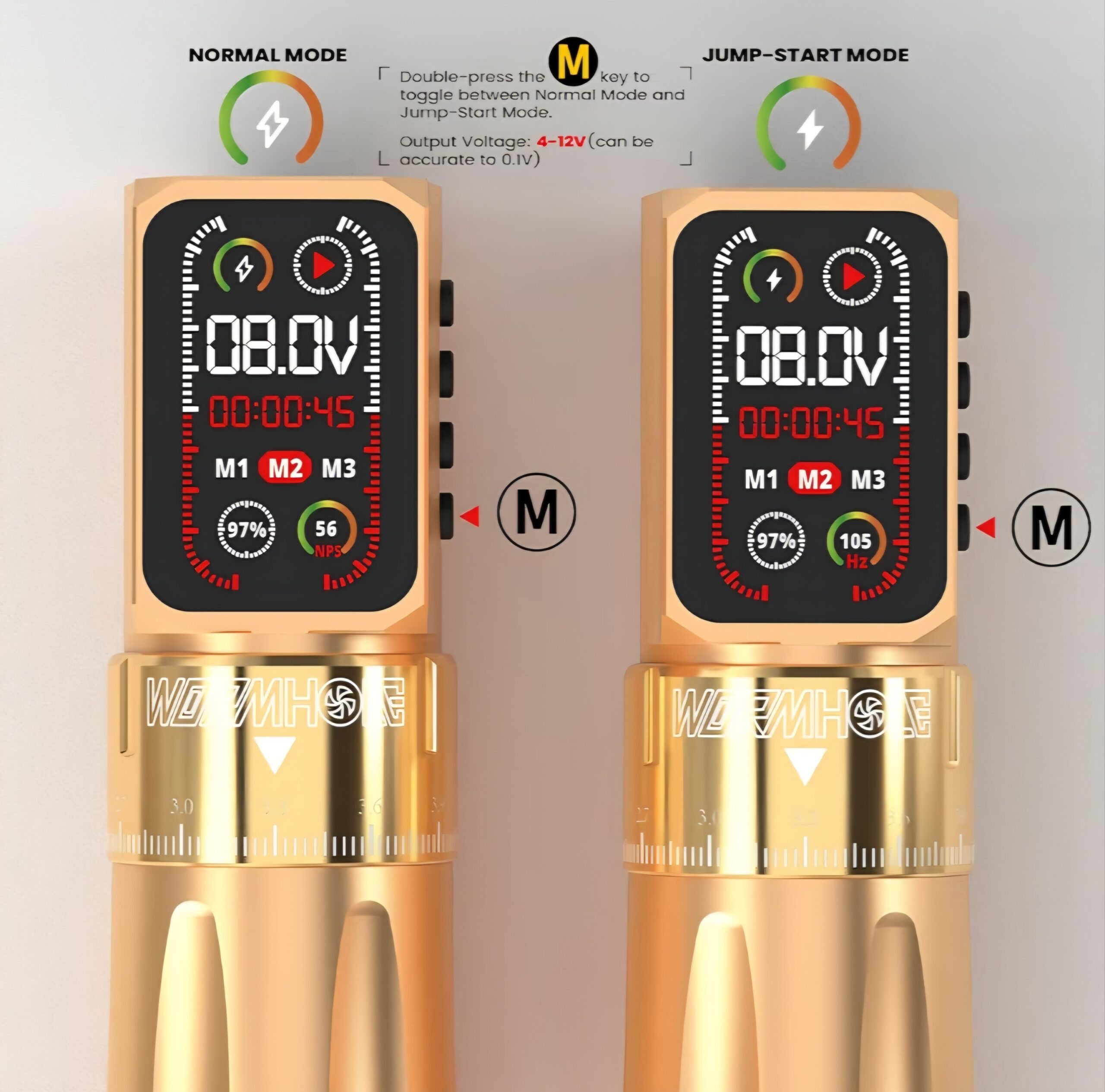 Wormhole Wireless Dual Battery Tattoo Kit - Gold - Image 6