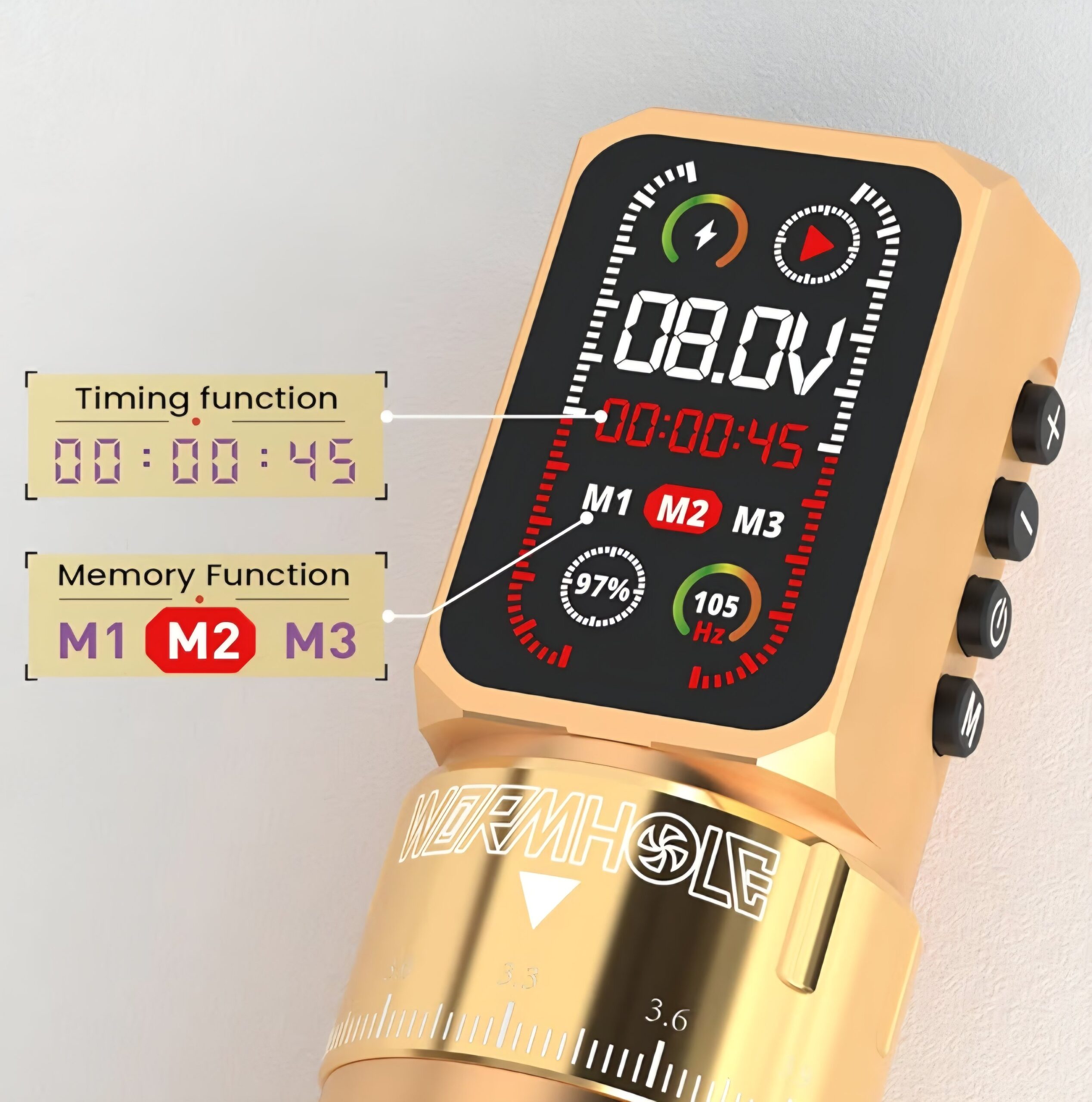 Wormhole Wireless Dual Battery Tattoo Kit - Gold - Image 8