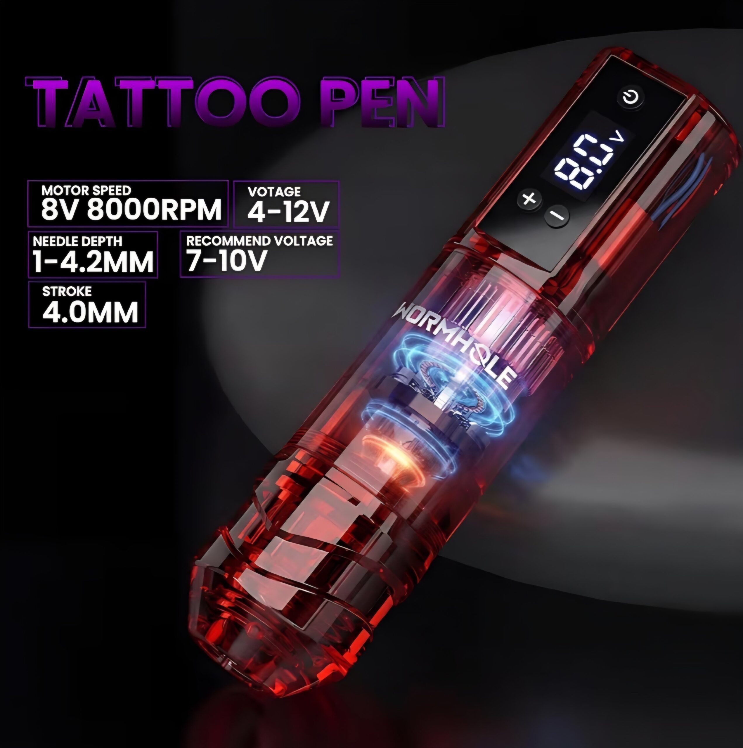Wormhole Wireless Tattoo Pen Kit - Red - Image 2